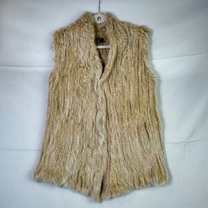 Love Token Tan 100% Fur Vest Sleeveless Brown Medium Boho‎ chic gypsy whimsy